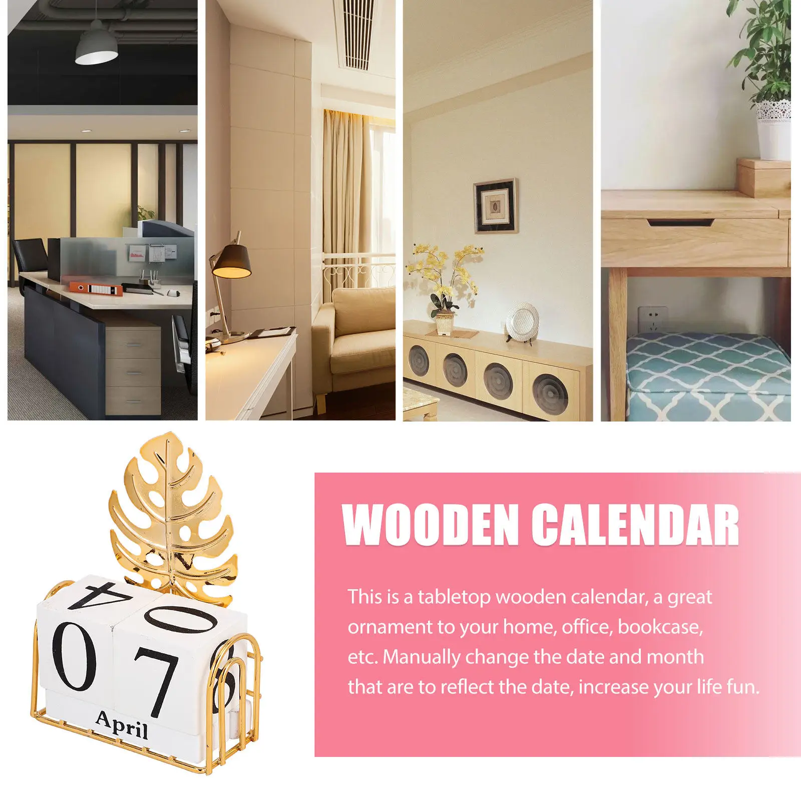 Decorative Table Calendar Outdoor Wood Cute Daily for Desk Date Building Block Perpetual