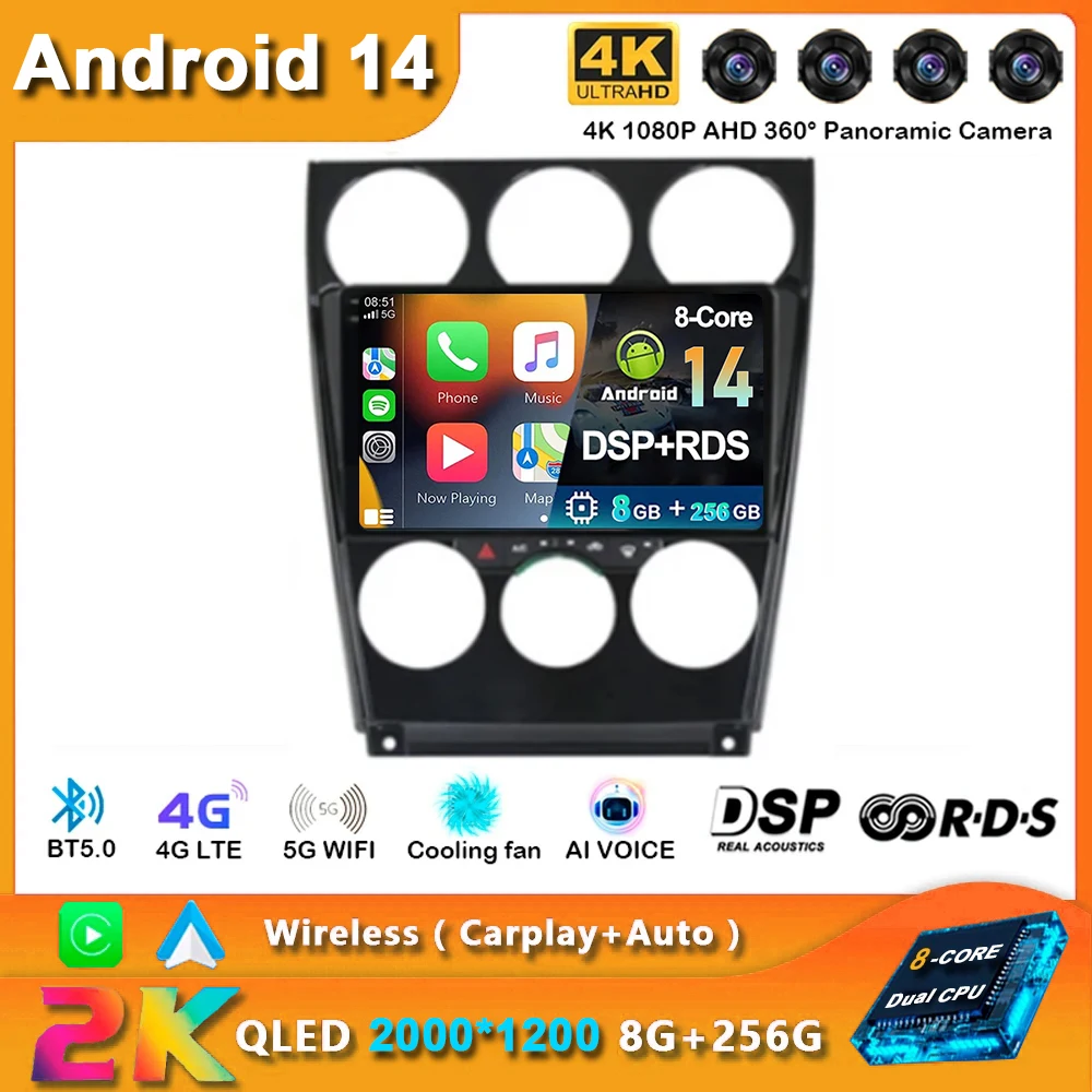 

2din Android 14 Car Radio for Mazda 6 2004-2015 Multimedia Player Navigation GPS WIFI Stereo Navigation Auto Carplay Head Unit