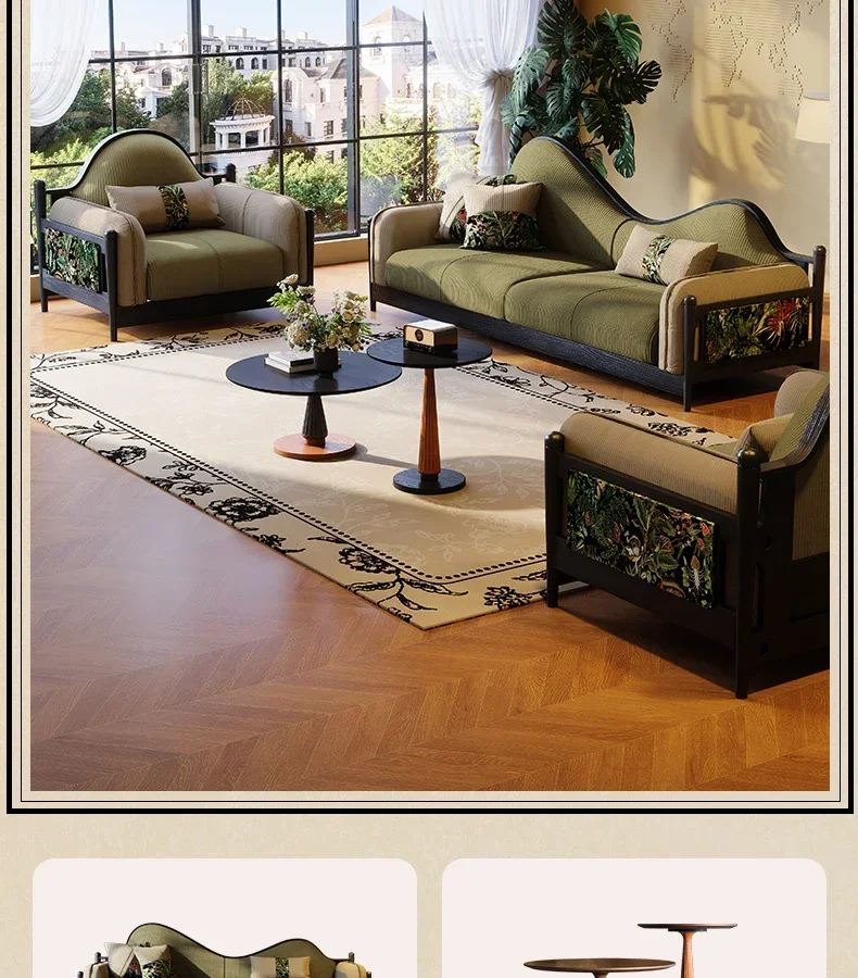 

JJN французский ретро журнальный столик из массива дерева, журнальный столик для маленькой квартиры, гостиная, бытовой размер, круглый