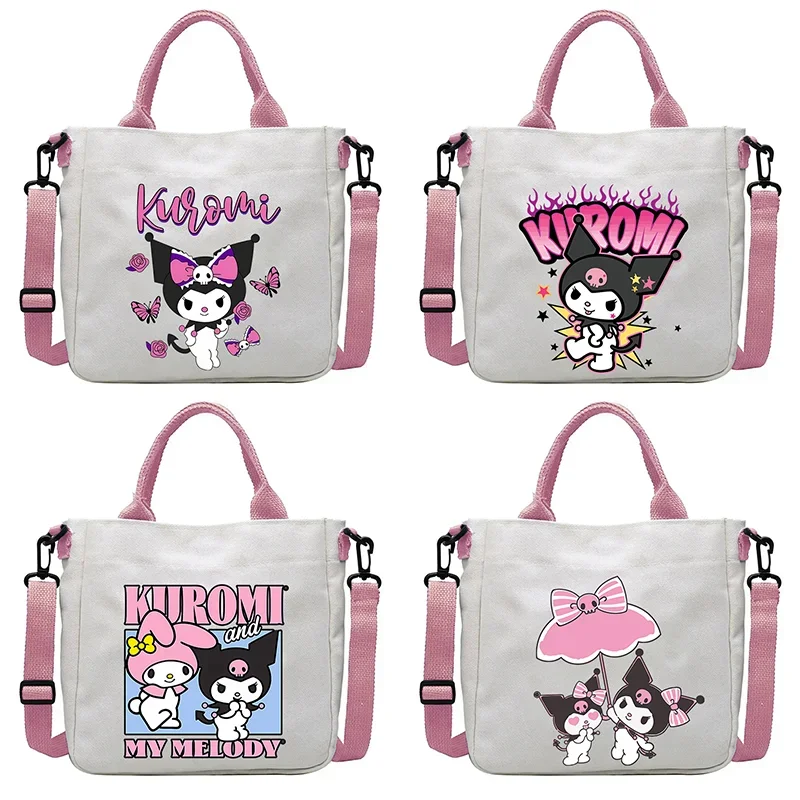 

New Kuromi Canvas Pocket New Women Harajuku Handbag Tote Bags Kawaii Sweet Cartoon Anime Figure Crossbody Shoulder Packet Gifts