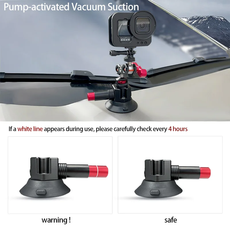 Fifiled Hot Selling Aluminum Alloy Small Hand Pump 1/4-3/8 Thread 3Inches Car Suction Cup Mount For Camera