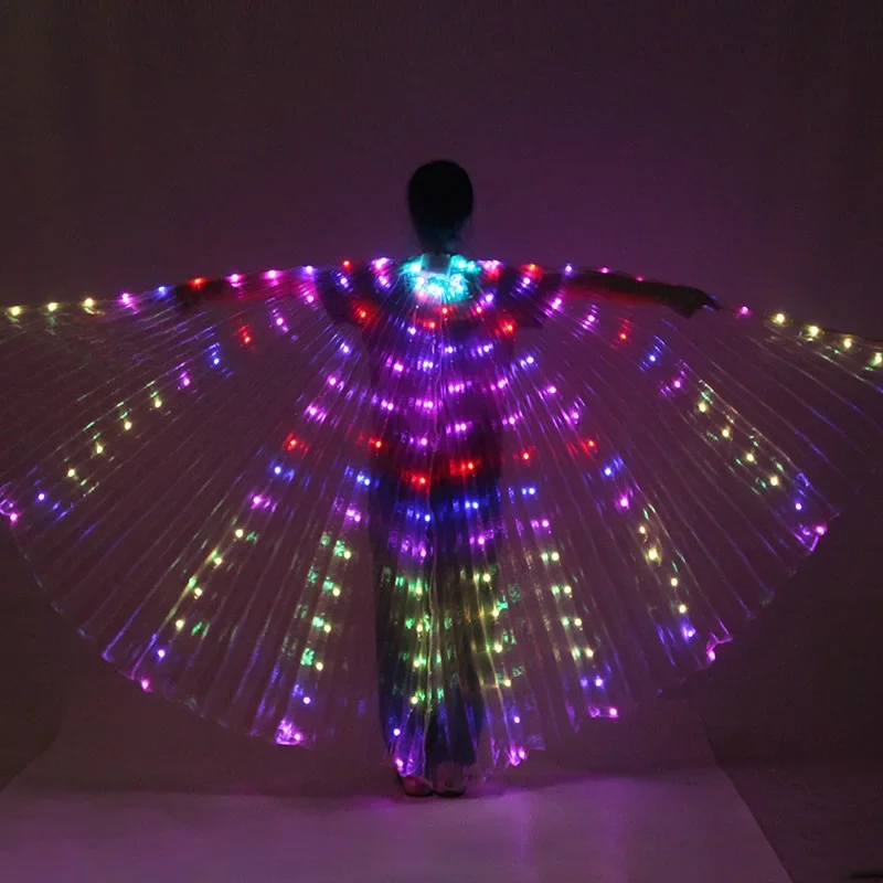 RGB Colorful LED Isis Wings for Adults, Belly Dance, Remote Control, Fluorescent Butterfly, Performance Costumes, Shows