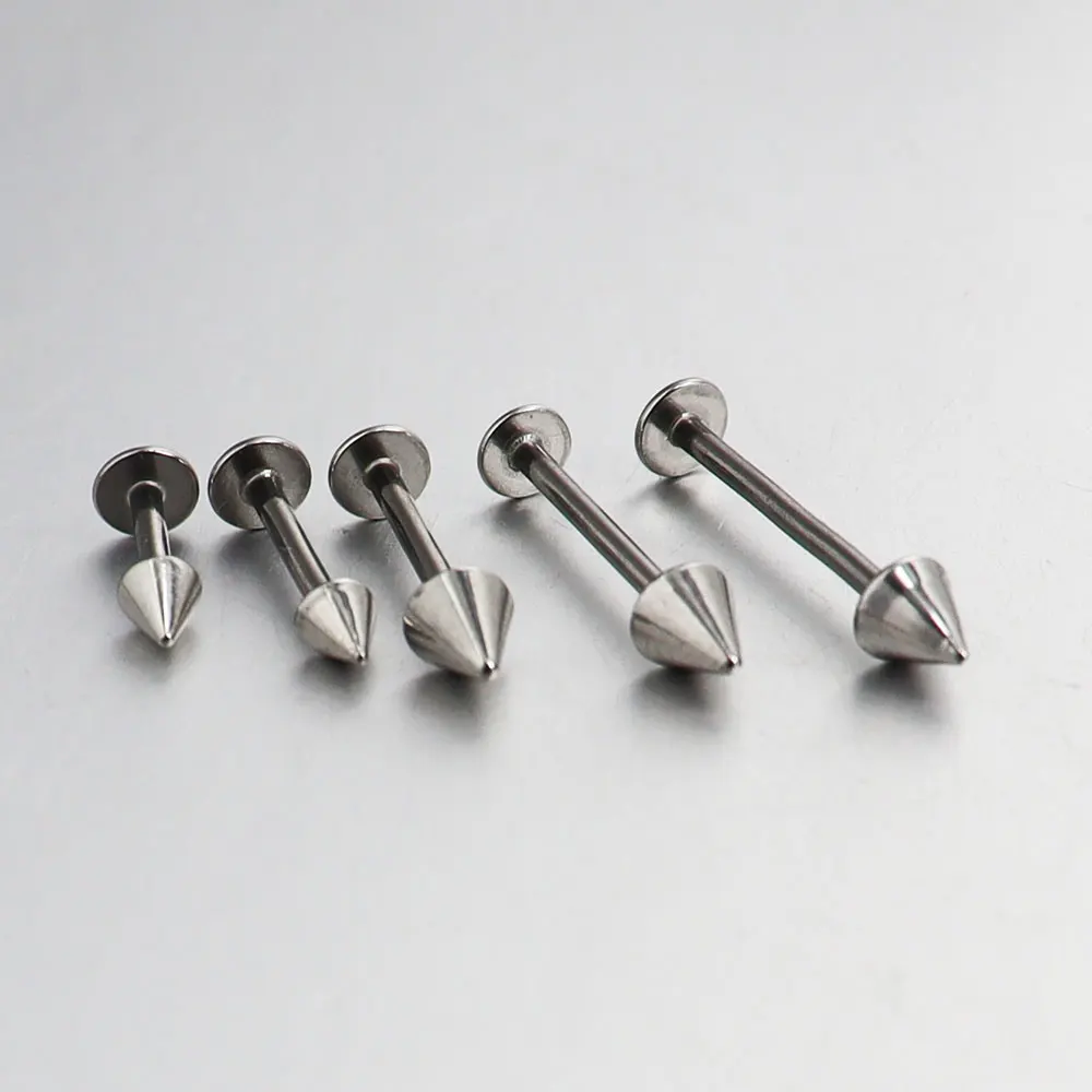 2 Pcs 16G Stainless Steel 12mm 14mm 16mm 19mm Labret Rings Tragus Earring Face Lip Spike Cone Body Piercing Jewelry