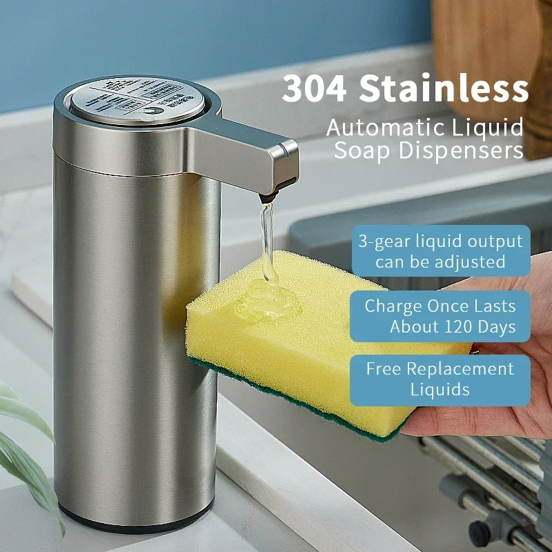 dispenser-automatico-di-sapone-per-cucina-da-270ml-con-sensore-erogatore-intelligente-di-disinfettante-per-mani-e-sapone-liquido-per-il-corpo-in-acciaio-inox-304