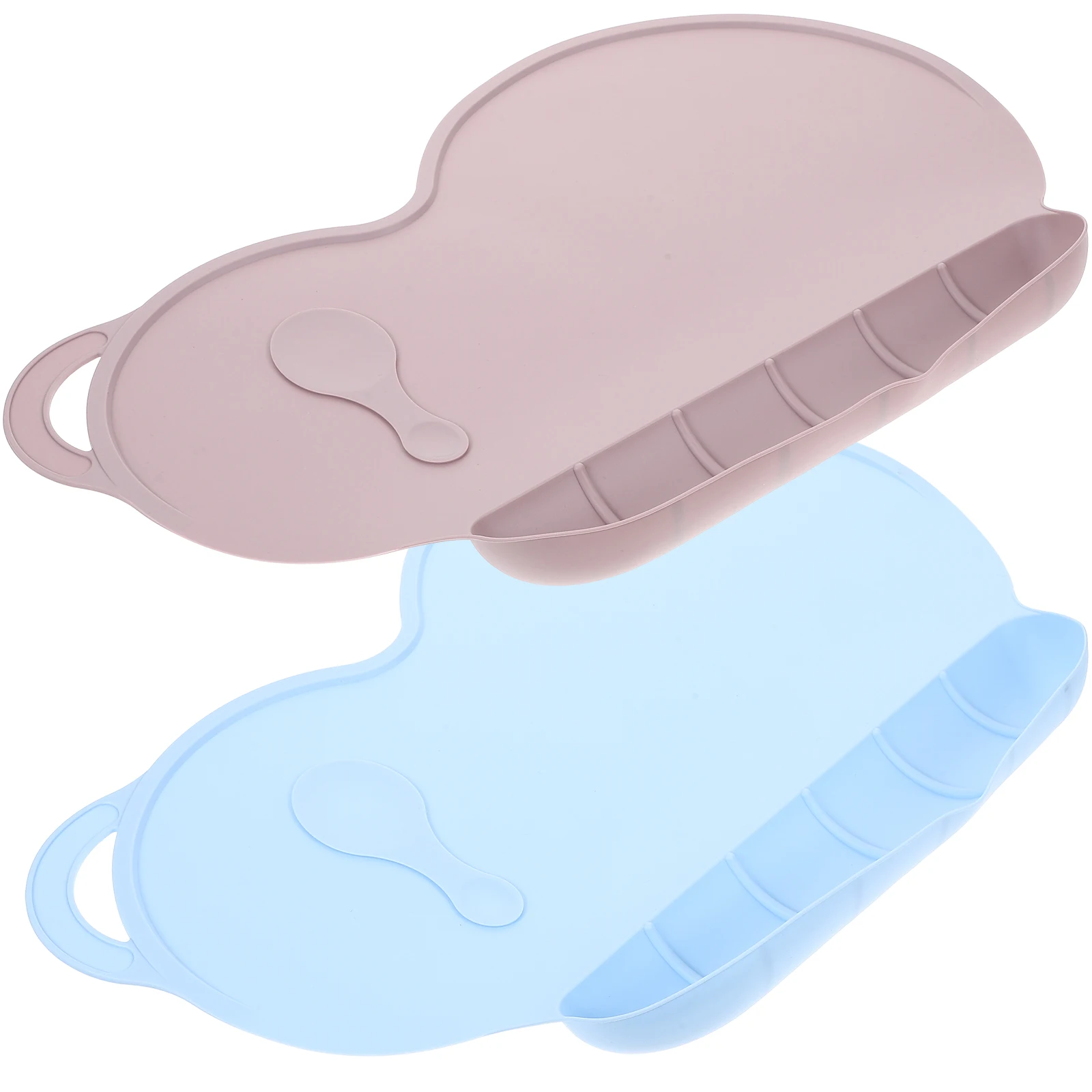 

2Pcs Silicone Placemat Non-Slip Suction Design Food Catching Tray Easy Roll Up Travel Friendly Heat Insulated Pad