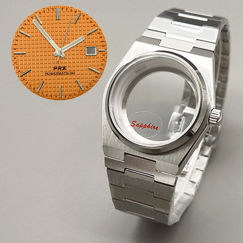 40mm Silver PRX Super Player Watch Case Sapphire Glass Fit For NH35 NH36 NH38 4R Movement Multi-Color Dial Hands Parts Refit