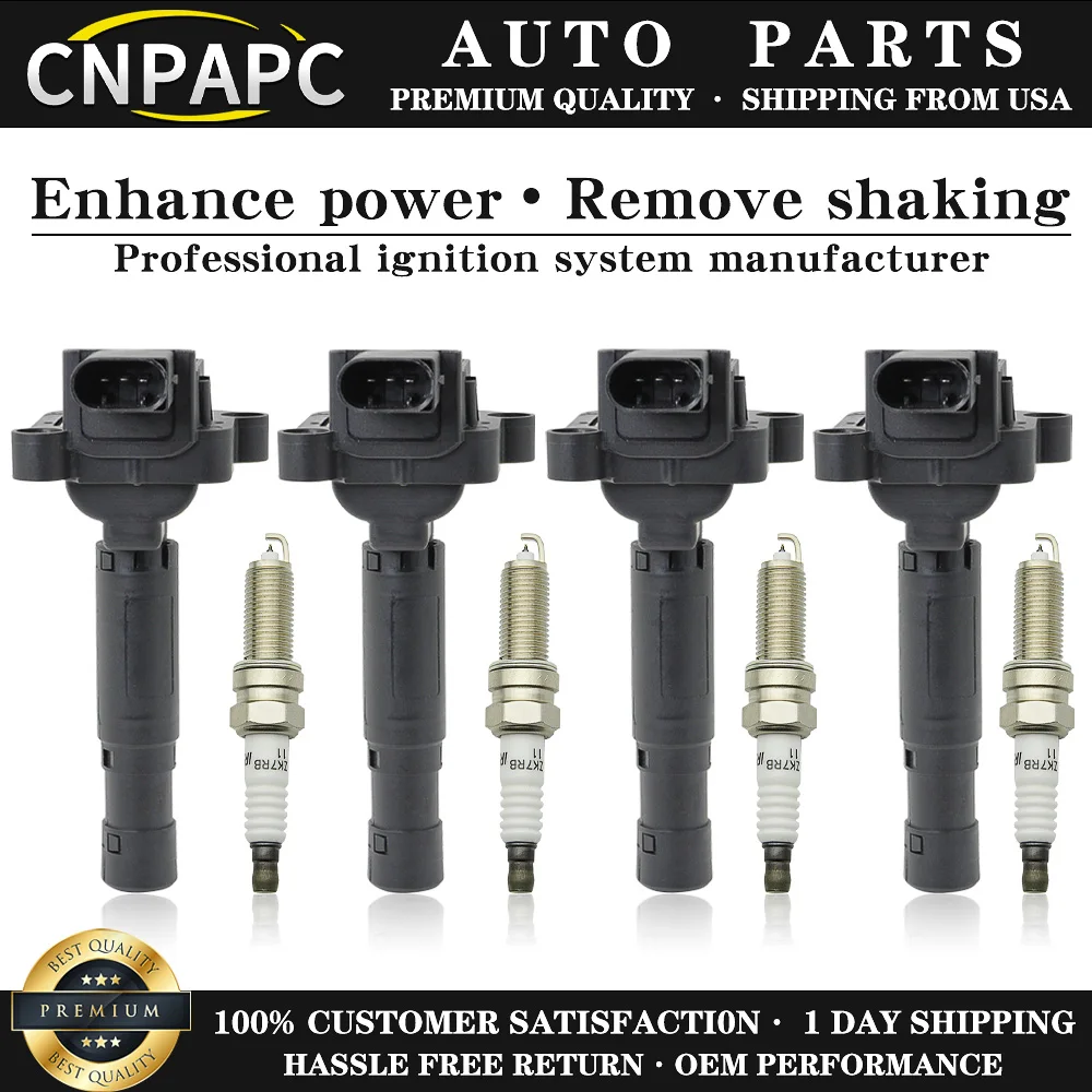 

4pcs Ignition Coils & Spark Plugs for 2012-2015 Mercedes-Benz C250 SLK250 1.8L