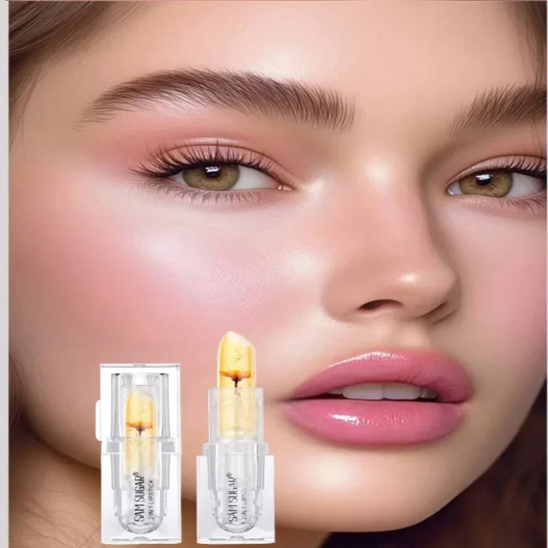 Lápiz labial que cambia de temperatura de lámina dorada, bálsamo labial transparente hidratante de larga duración, nutre los labios, fácil cambio de Color