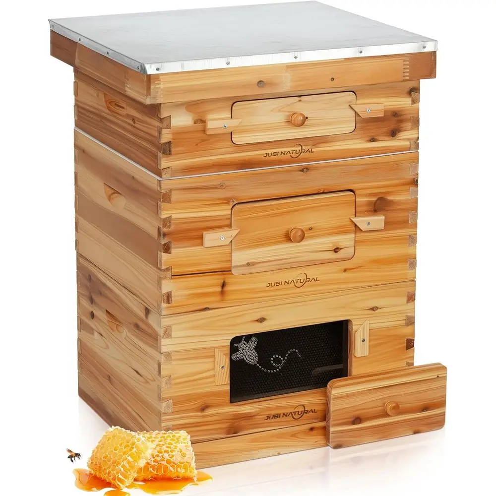 

Стартовый комплект Bee Hive 10 Frame Bee Box, пчелиные гени с покрытием из пчелиного воска для пчеловодцов, 2 глубоких + 1, комплект улья средней длины Langstroth, Beekee