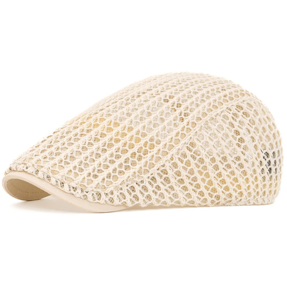 HT4809 Berets Frühling Sommer Atmungsaktive Mesh Cap für Männer Frauen Künstler Maler Baskenmütze Hut Männlich Weiblich Flache Kappe Einstellbare Baskenmütze Kappe – Detail 14