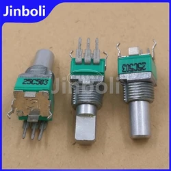 2PCS RK097 Type Vertical Bent Foot 3Pins C50K C503 With Midpoint Audio Volume Adjustment Potentiometer Half Shaft Length 15MMF