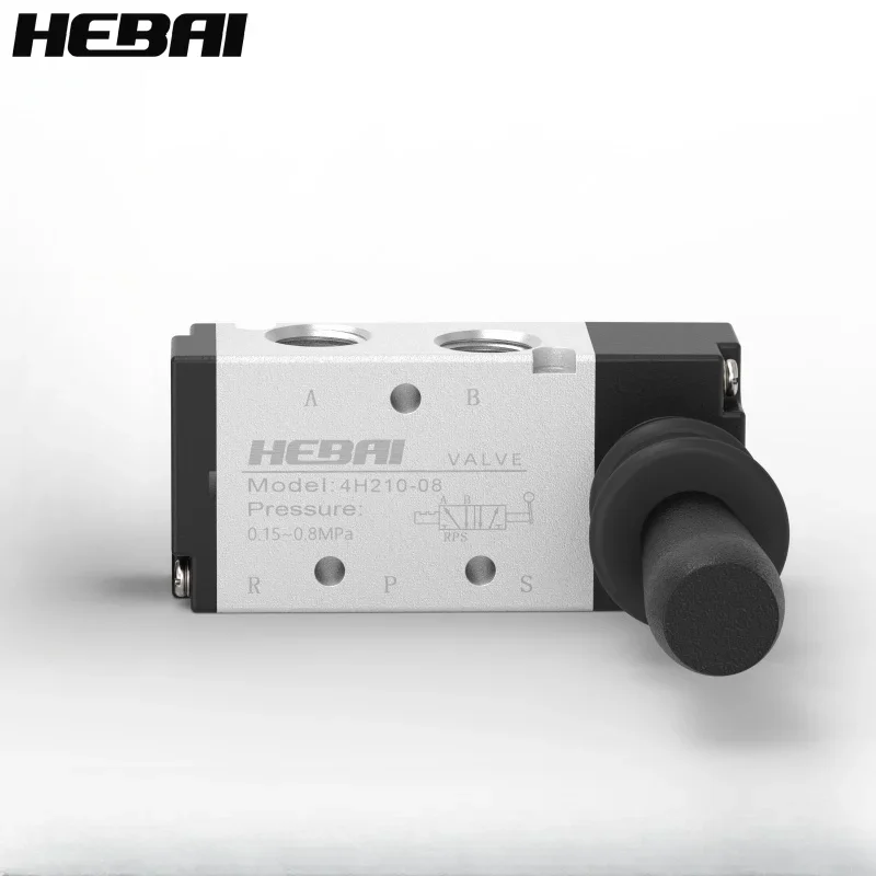 HEBAI 4H210-08 5/2 Way Hand Lever Operated Control Pneumatic Manual Valve With Muffler  and Quick Fitting Select
