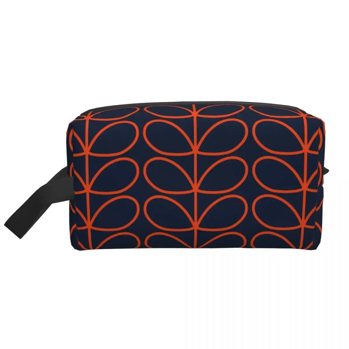 Custom Travel Linear Stem Orange Toiletry Bag Cute Orla Kiely Makeup Cosmetic Organizer Women Beauty Storage Dopp Kit Box