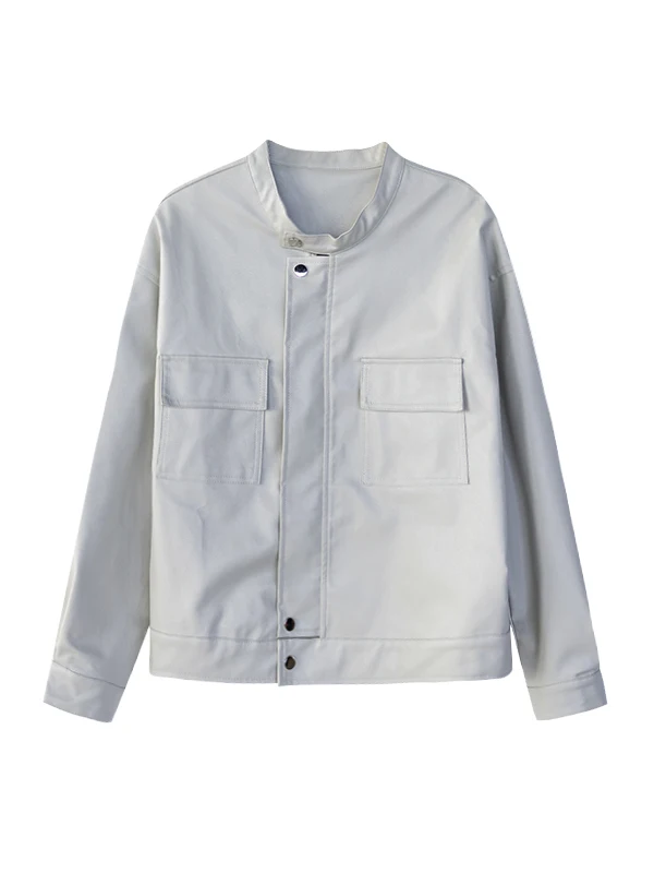 Women's ort Pure Color Jaet Versatile PU Leather Coat Casual Sle Long Sve Regular Length Autumn Winter Faion