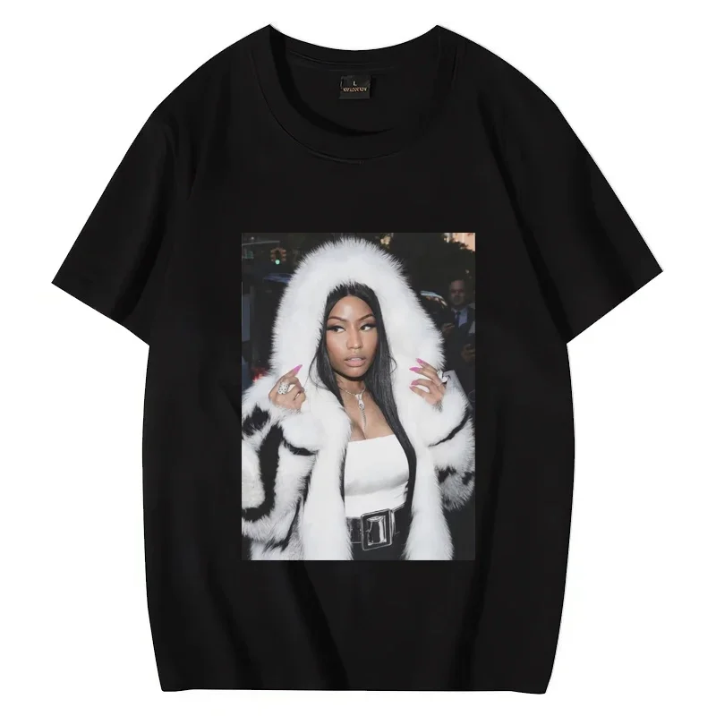 Hot rapper Nicki Minaj print Graphic Tee shirt Unisex Hip Hop Y2k Pure Cotton short sleeve t-shirts Men Women Casual Loose Tops