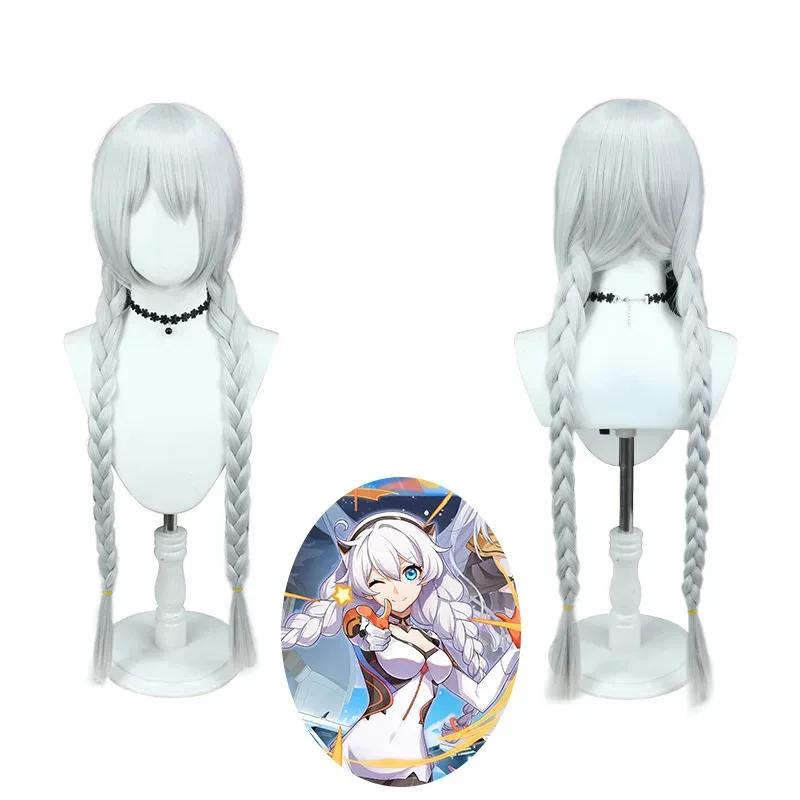 Cosplay Broken 3 Kiana Caslana Kallen Cos Wig Silver Gray Twist Braid Hairstyle