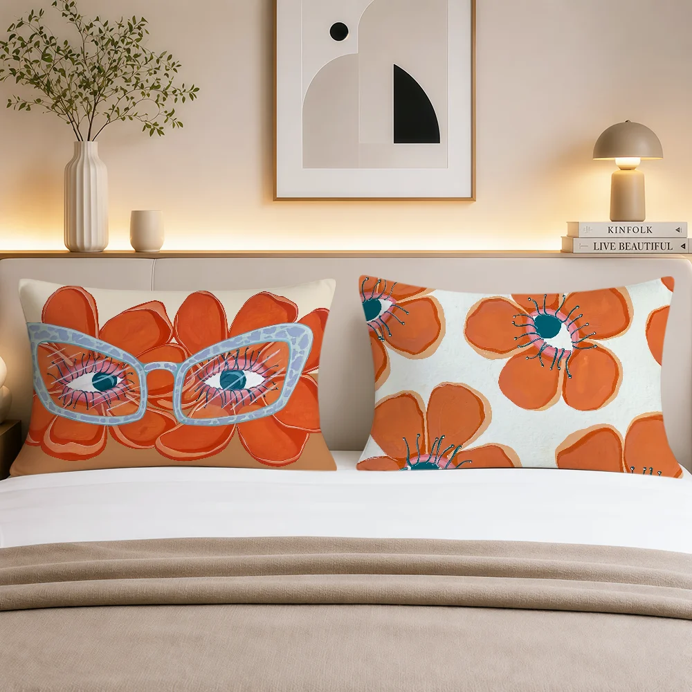 Fashion B-Betina Grosser Art Flower Soft Rectangle Pillowcover Home Sofa Living Room Decor Dorm Bedside Hogar Pillowcase Gift