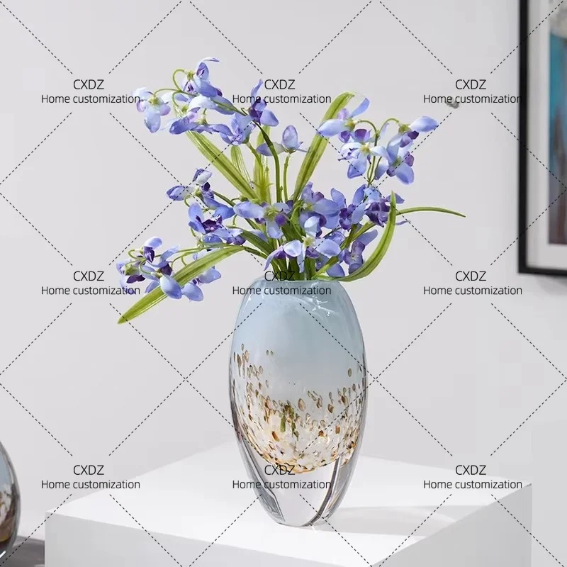 XX Light Luxury Modern Colored Glass Vase High-grade Hydroponic Flower Arrangement Art Living Room Dining Table Soft Decoration