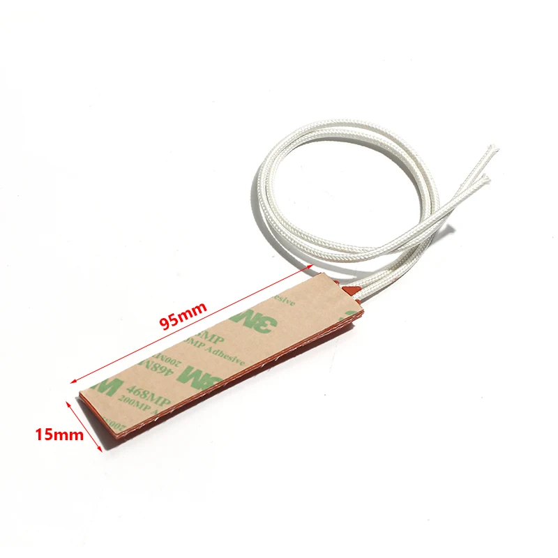 Silicone Heating Sheet Mini Heating Plate Heater Heating Pad 15*95mm 12V2.5W/24V10W with 3M Adhesive Tape Lead 200mm view 2