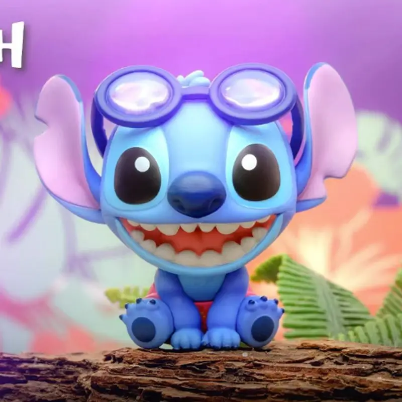 Stitch Lilo y Stitch serie de playa de verano, muñeca tridimensional linda, adorno de escritorio, decoración de consola central de coche