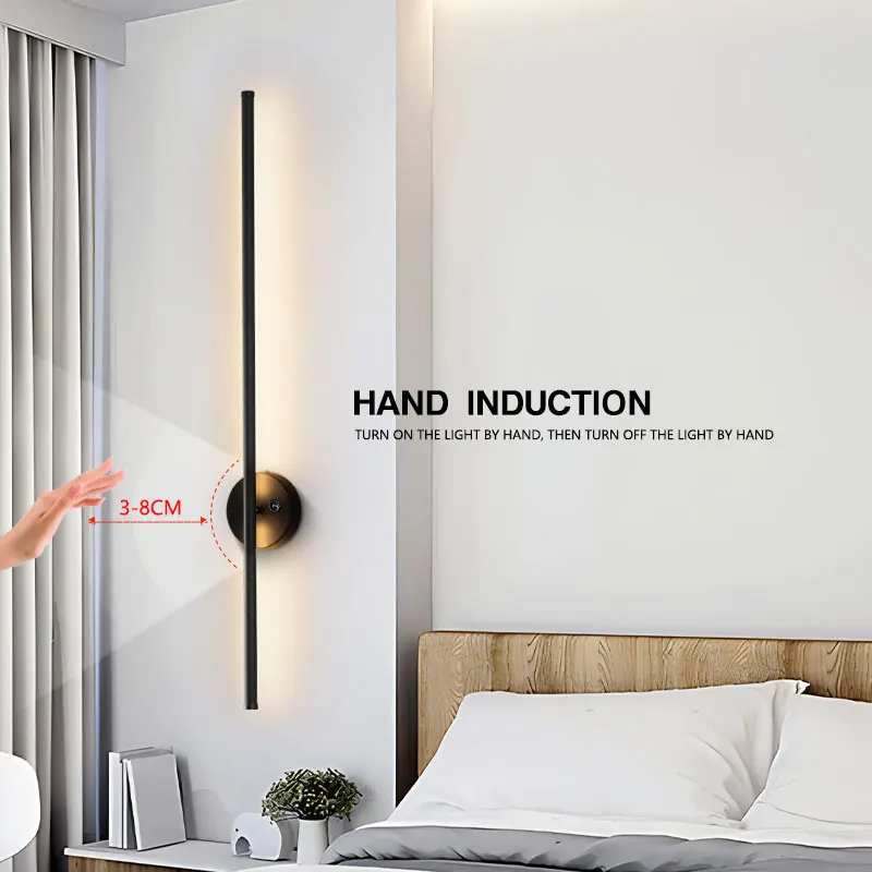 Interior Sensor Switch LED Wall Lights, Luzes interiores para o corredor do fundo do sofá, Lâmpadas de parede LED de indução manual, Wall Sconce, Iluminação interior