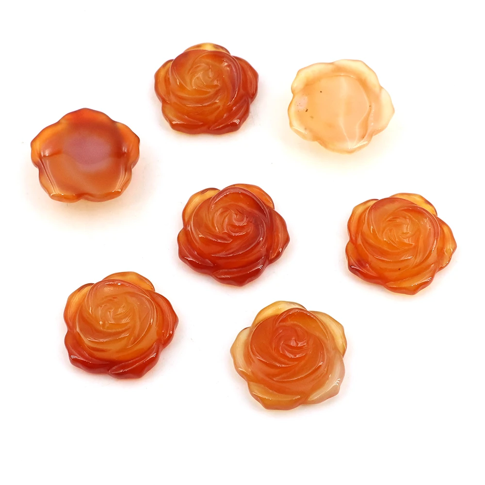 10 15 25mm Rose Flower Beads Natural Stone Carving Crafts Home Decoration DIY Pendants Necklace Reiki Gemstone Love Jewelry Gift