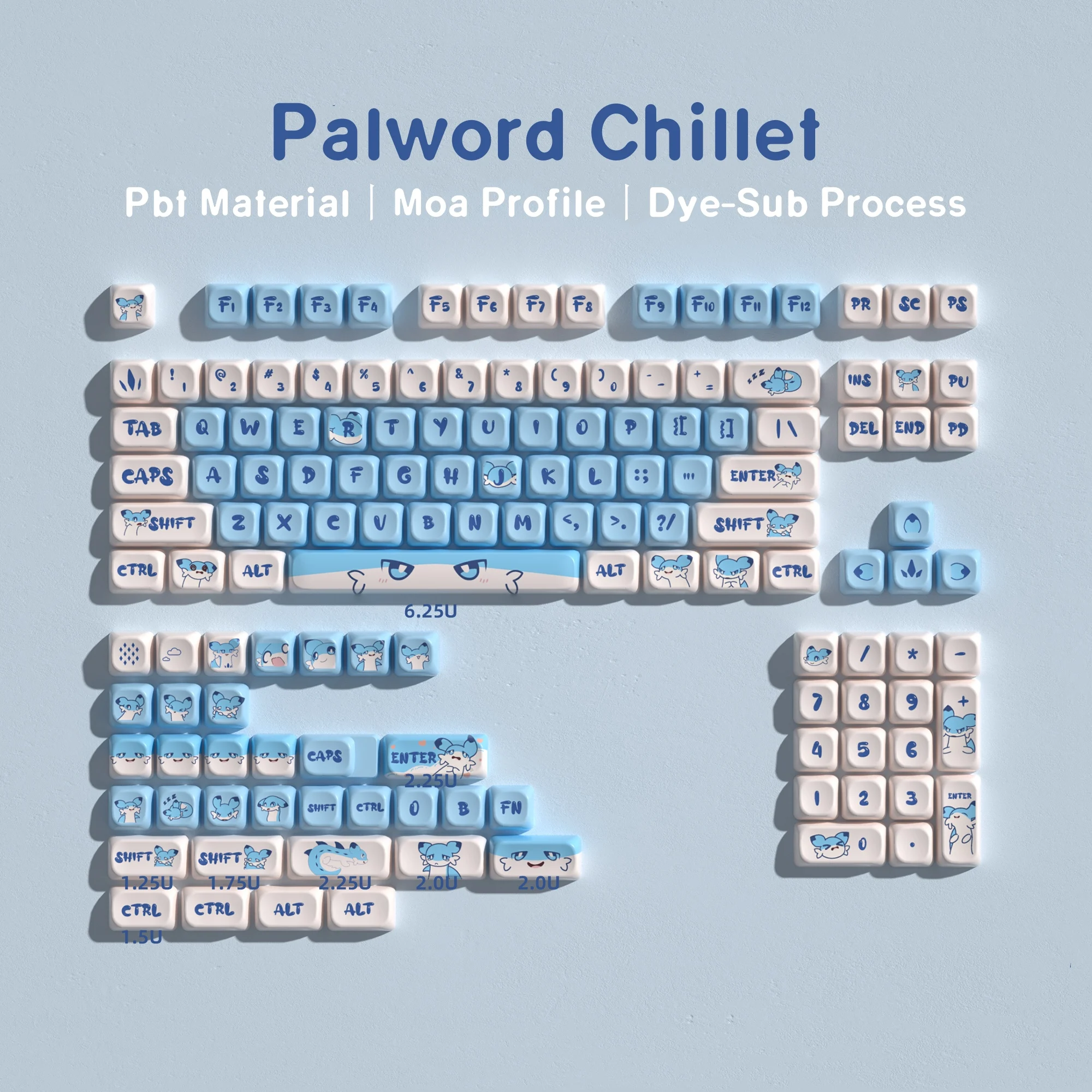 

Moa Chillet Palword Pbt Keycaps Games Dye-Sub Big Set Key Caps For Mechanical Keyboard Wooting A65 Hi75 MX Switches