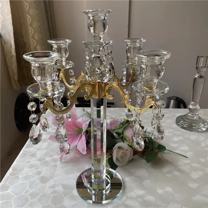 Exquisite Crystal Candle Holder Luxury Practical Wedding Candelabro Banquet Chandelier Kerzenhalter Home Decorations CY50CS