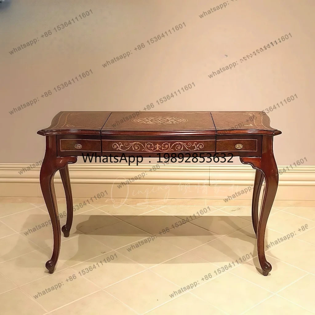 W2 Solid wood hand-painted dressing table American medieval European makeup table dressing table retro storage