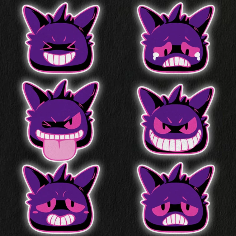 Pokemon Anime Gengar Expression Sticker Cute Car Decoration Sticker Motorcycle Helmet Reflective Sticker Children\'s Toy Gift