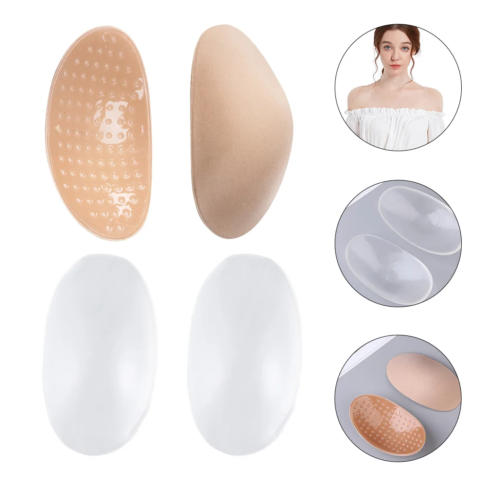 

2 Pairs Shoulder Pads Push-up Padding Booster Clothing Silicone Mat Enhancer Fabric Silica Gel Men and Women