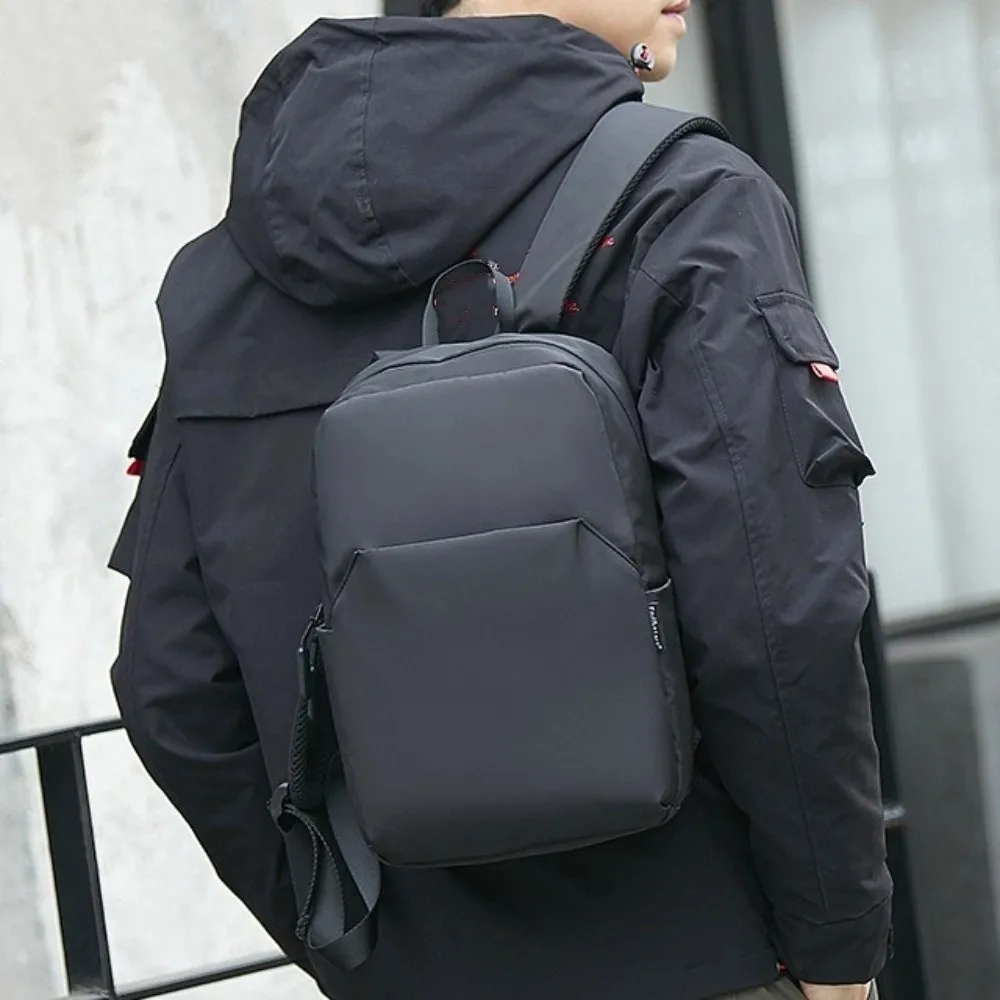 Durable Mini Men's Backpack Waterproof Nylon Shoulders Backpack Black Portable School Bags Daily Use