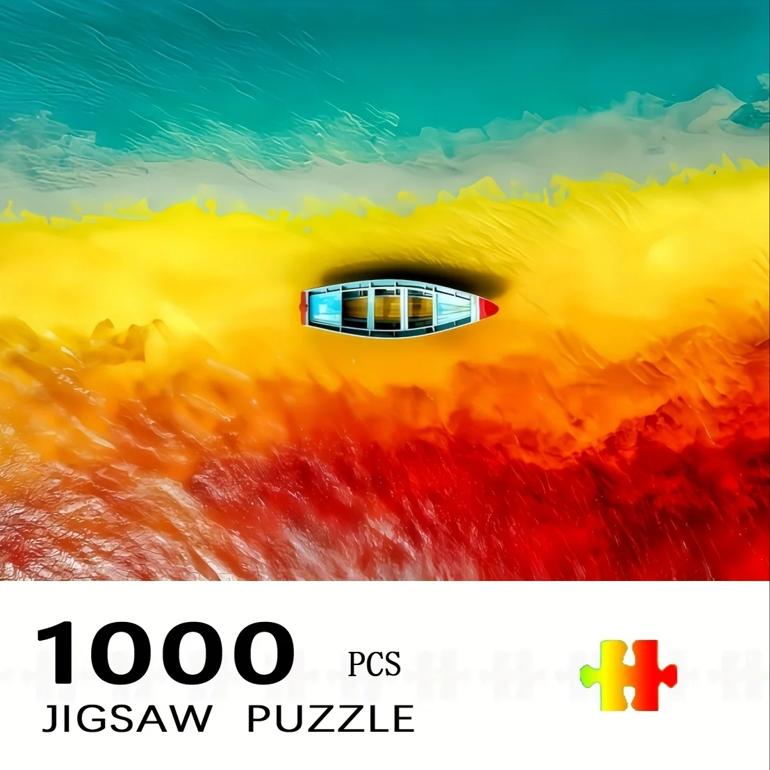 

1000pcs Jigsaw Puzzle - Colorful Abstract Design with Boat & Ocean Scene, Large Paper Puzzle Toy for Adults & Families, Ideal