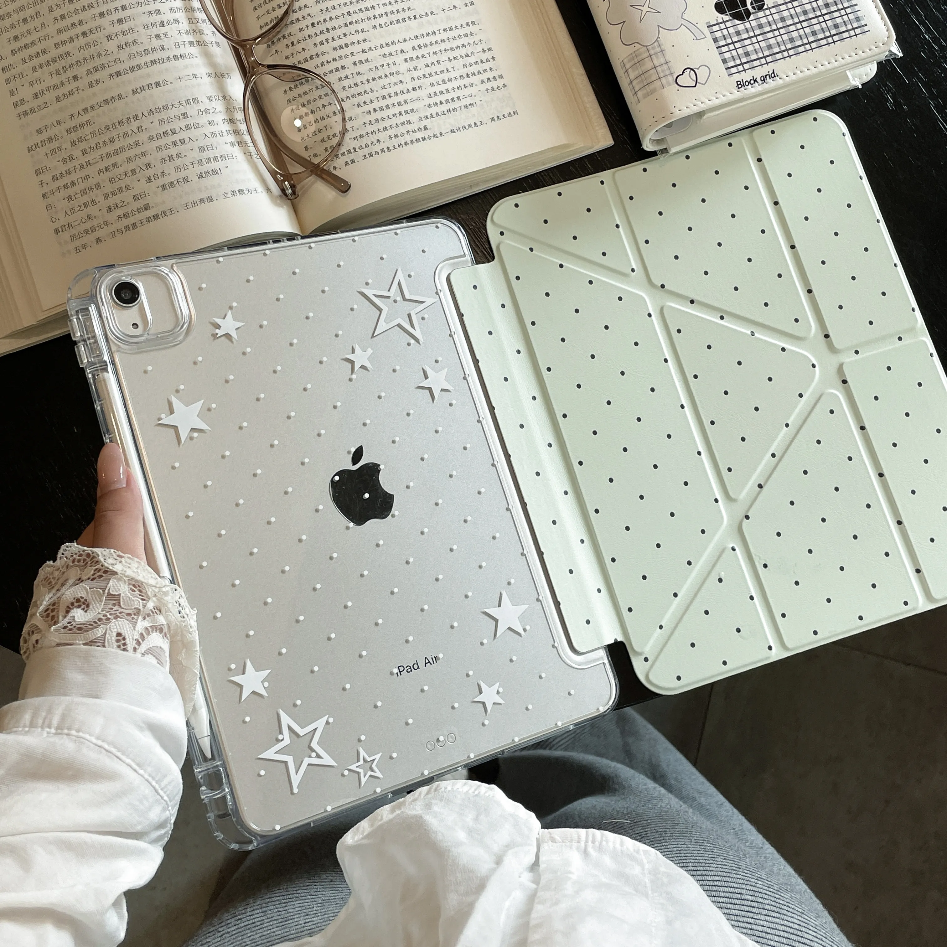 Ins Korean Full Screen Star Y2K Tablet Case For iPad Pro 13in 11th M5 M4 12.9in A16 7/8/9/10th Air4/5/6/7 11in M2 M3 Mini Cover