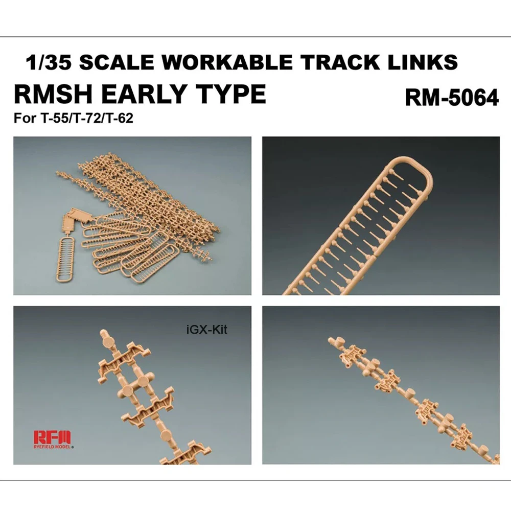 Rye Field 5064 1:35 Scale RMsh Early Type Workable Track Links for T-55 T-72 T-62  Plastic Assembly Model Building Kit