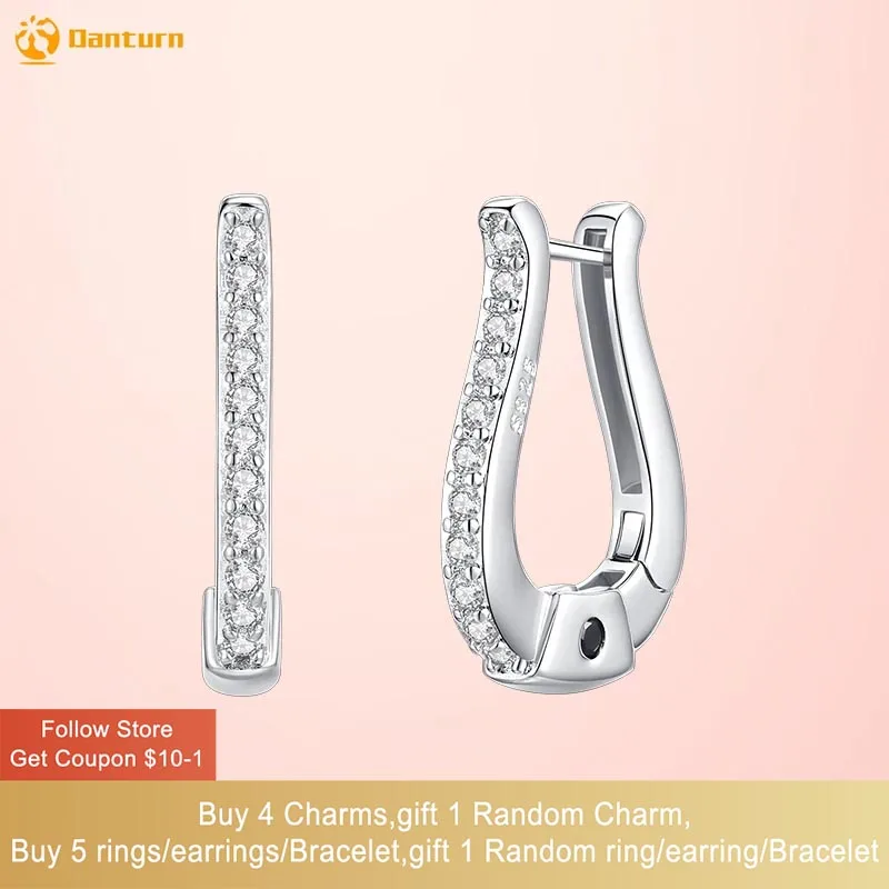 

Danturn 925 Sterling Silver Stud Earrings Horseshoe Zirconia Earrings Niche Earrings for Women Female Fashion Jewelry Gift