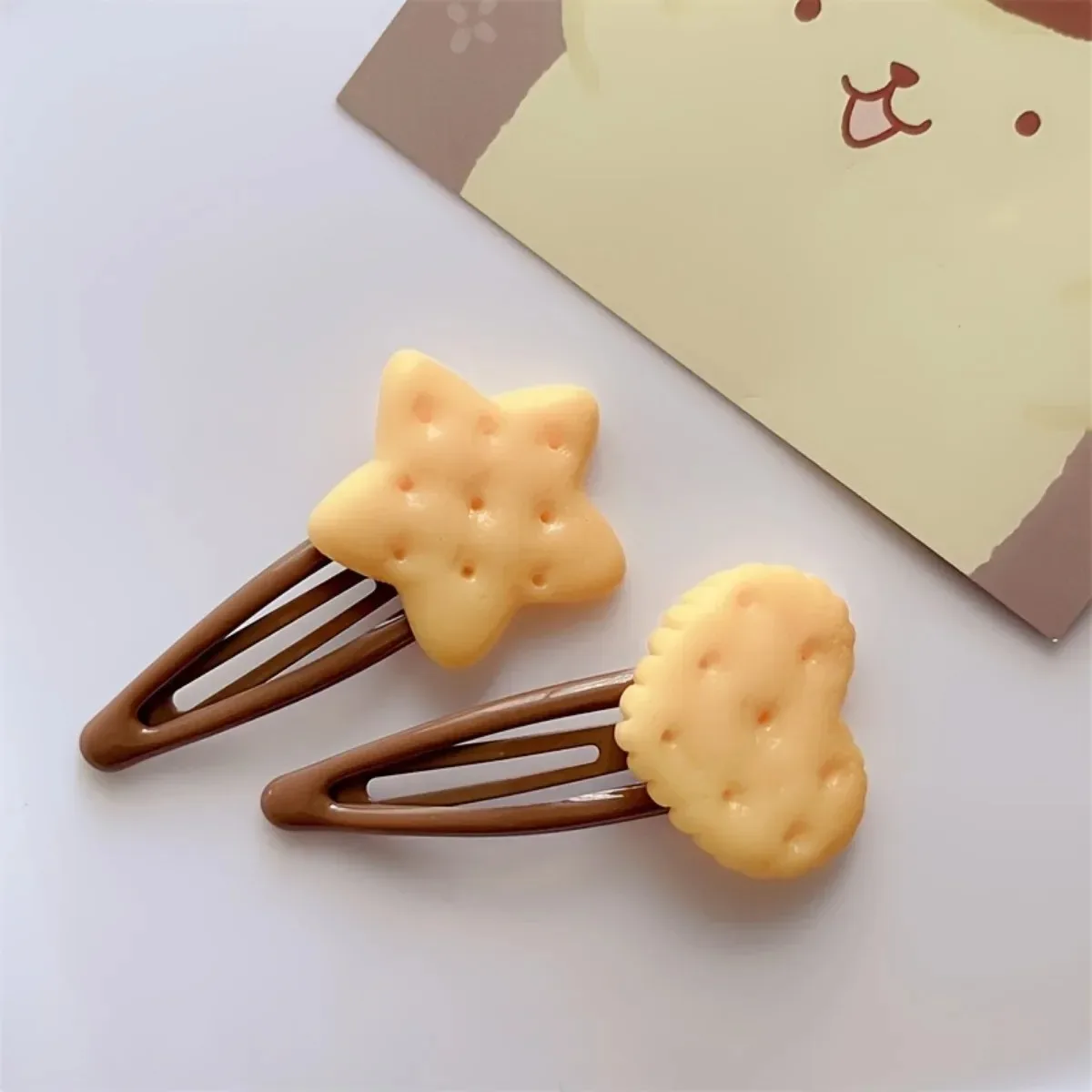 8pcs/Set Adorable Biscuit Theme Hair Clips for Women And Girls Funny Simulation Daily Hairpins Set image 3