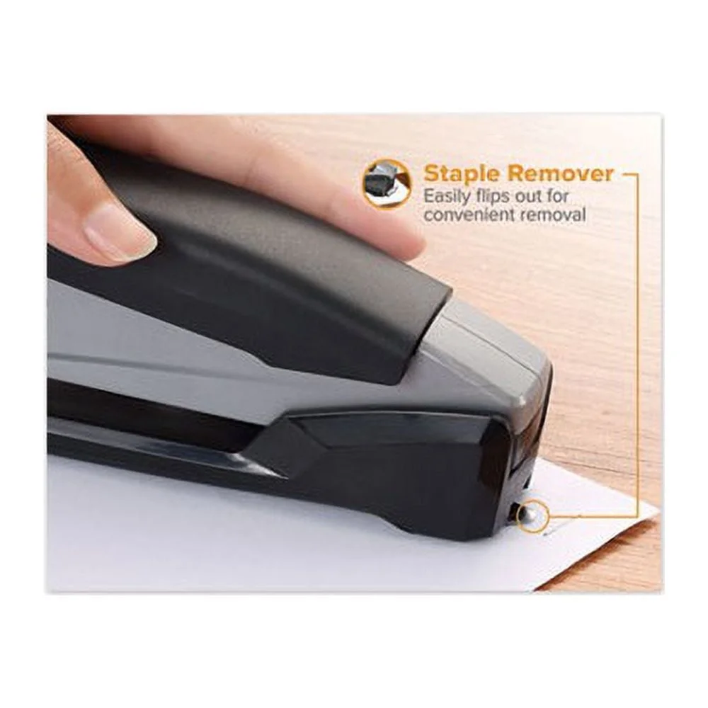 Premium Desktop Stapler One-Finger Technology 28 Sheet Capacity Staple Remover Storage Rubberized Base Smooth Operation Tacking