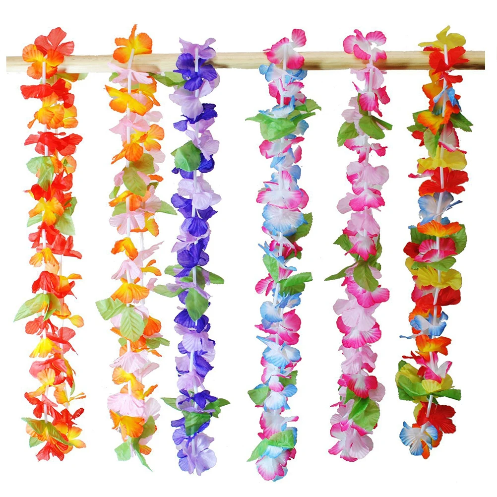 

48Pcs Garland Set Hawaiian Flower Banner Lei Decorations ColorfulFlowers Party Supplies Tropical Beach Wedding Theme