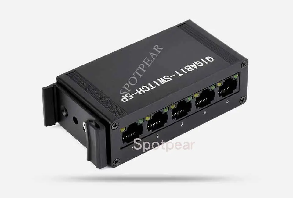 Industrial Grade Gigabit Ethernet Switch, DIN-Rail Mount, Full-Duplex, 5x 10/100/1000M RJ45 Ports