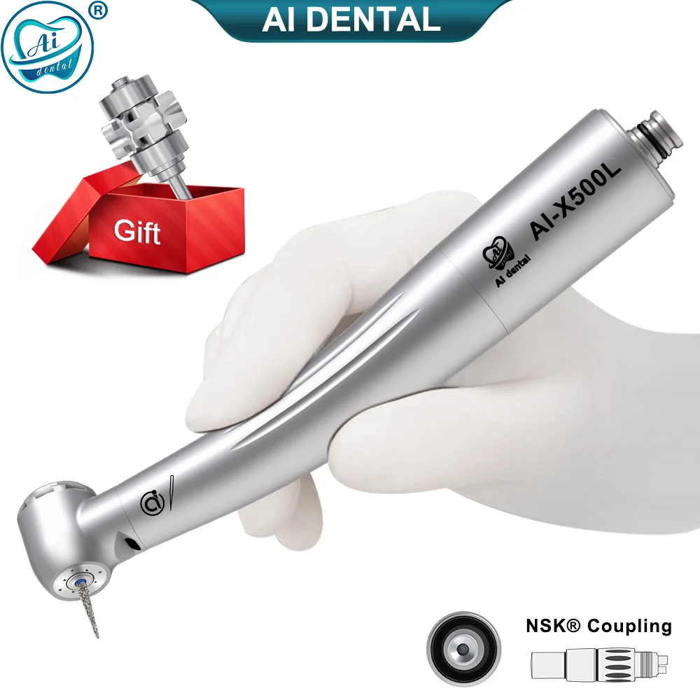 Dental high speed handpiece AI-X500L miniature head air turbine N coupler quick connector hand piece with fiber optic