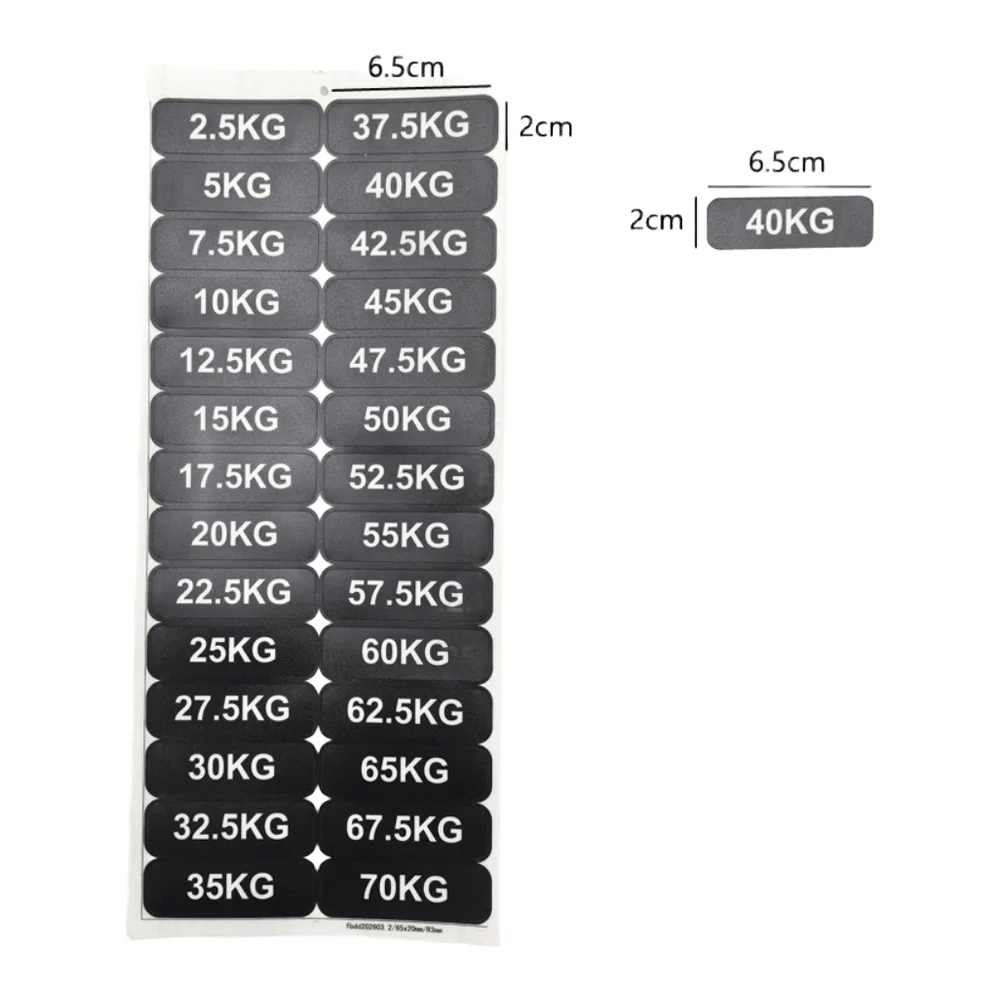 2pcs Fitness Equipment Label Stickers Plastic Material 2x6.5cm Black Weight Markers for 2.5kg to 70kg Increments