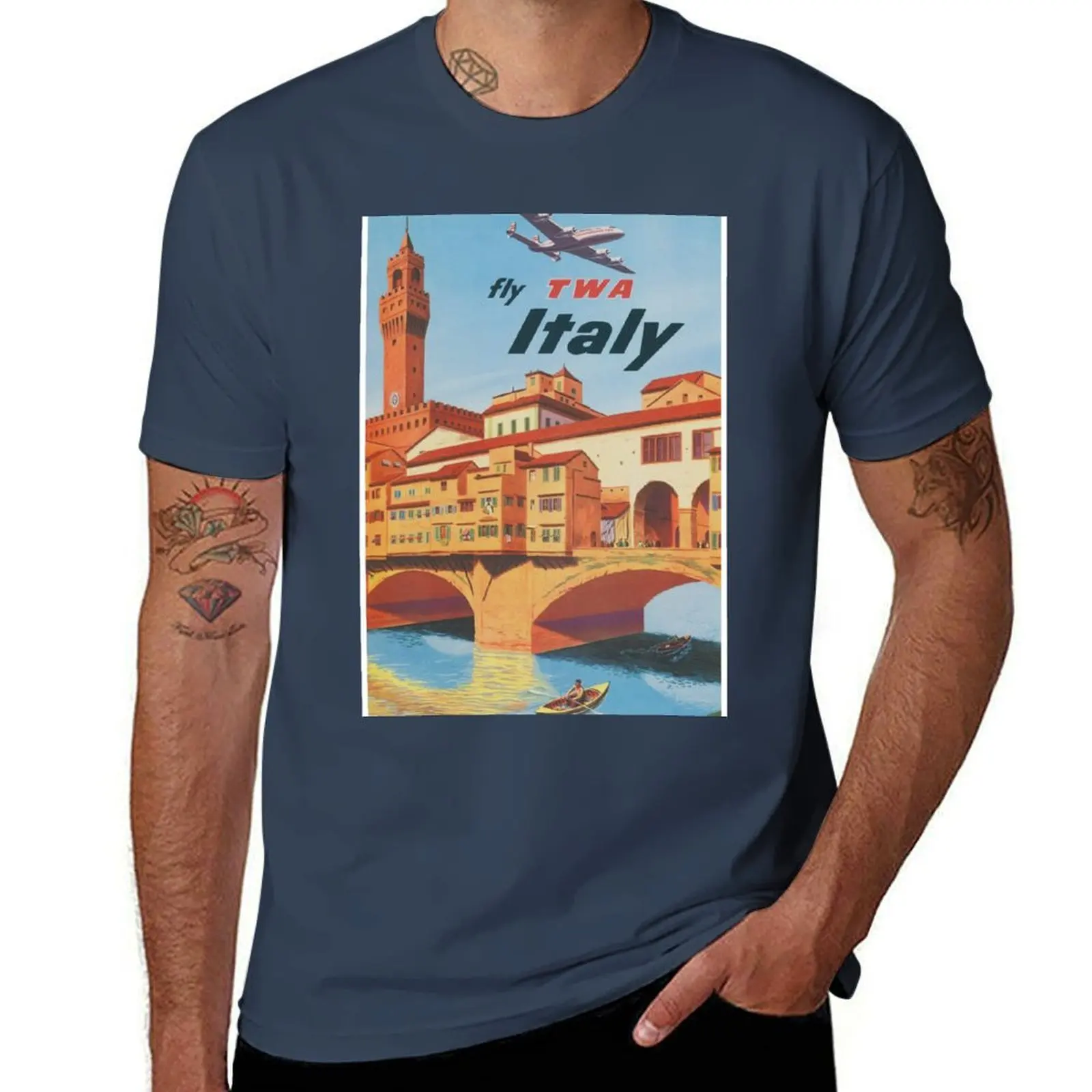 Italy Vintage Retro Poster Travel T-Shirt Work Style Casual T-Shirt