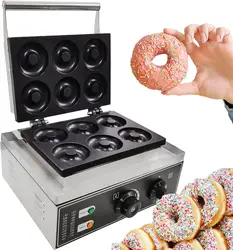 Mvckyi 6 Holes Mini Donut Machines Commercial Donut Maker Cookies Machine Waffle Making large Dutch Pancake Ice Cream Cone Maker