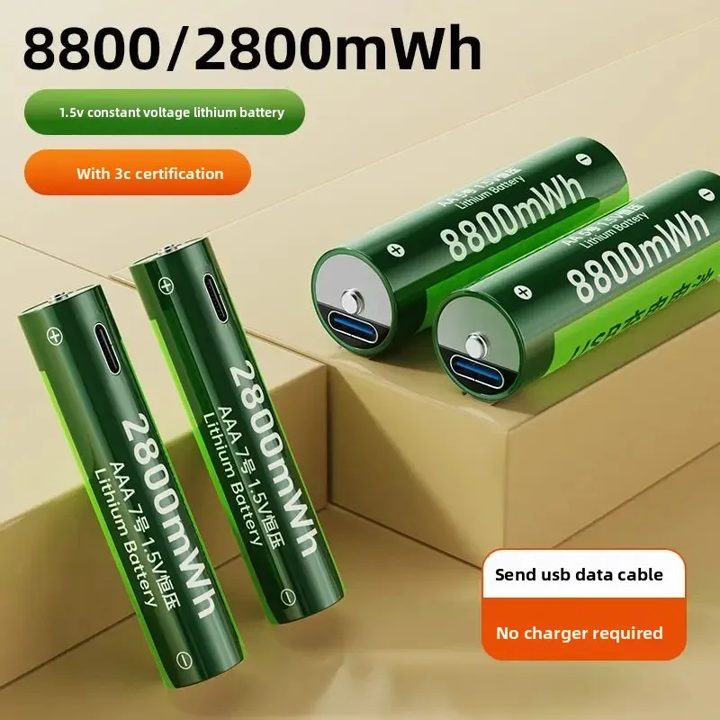 1.5V AA/AAA USB Lithium Battery 8800mWh/2800mWh Li-ion Rechargeable Battery For Cameras Electric Toys Manufacturers Direct Sales