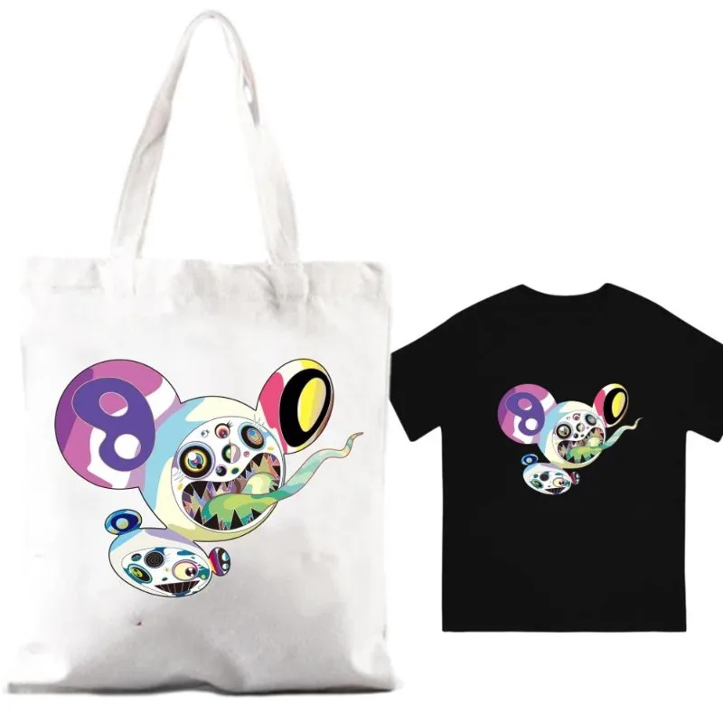 Art T-Takashi M-Murakami Mr ob damskie torebki na ramię para kombinacja ubrań z krótkim rękawem kołnierzyk moda T shirt Man bawełna