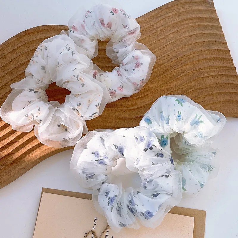 

Fashionable Floral Pig Large Intestine Hair Ring high-end Head Rope Tied With Ponytail Rubber Band Hair Rope Hair Accessories