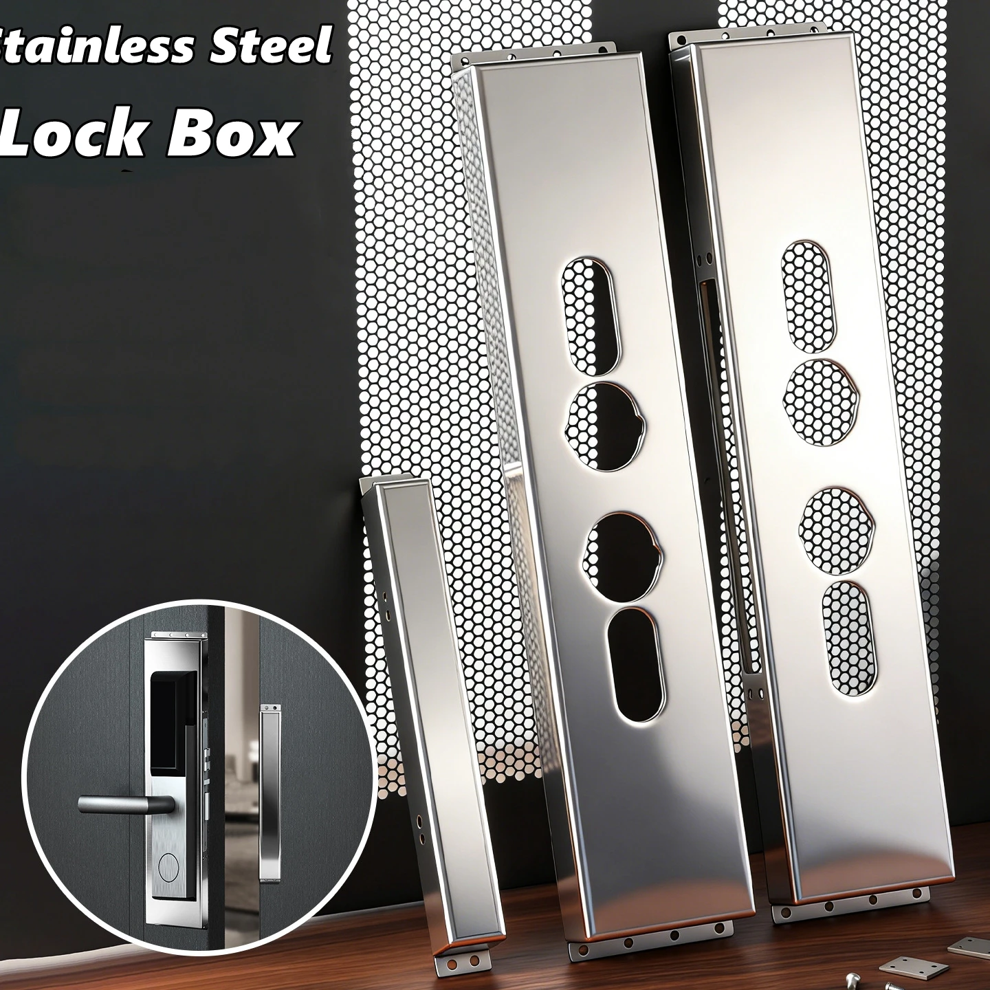 Stainless Steel Lock Box Symmetrical Double Sided Opening Adjustable Gap Lock Mounting Boxes Smart Lock Box Old Door Renovation