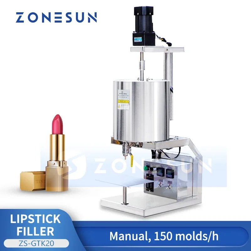 ZONESUN Manual Lipstick Heating Mixing Filling Machine Cosmetics Cream Lip Barm Filler Equipment  ZS-GTK20