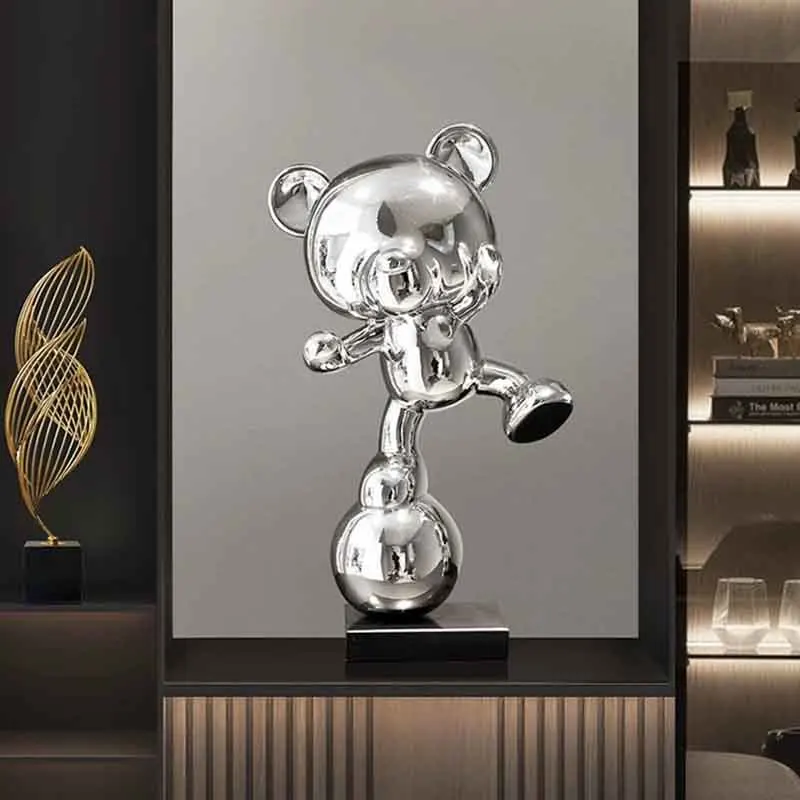 o*-Room Decor, Teddy Bear Sculpture Ornament, Electroplated Crafts Statues, Home Office Desktop Decoration, Luxury Artworks Gift